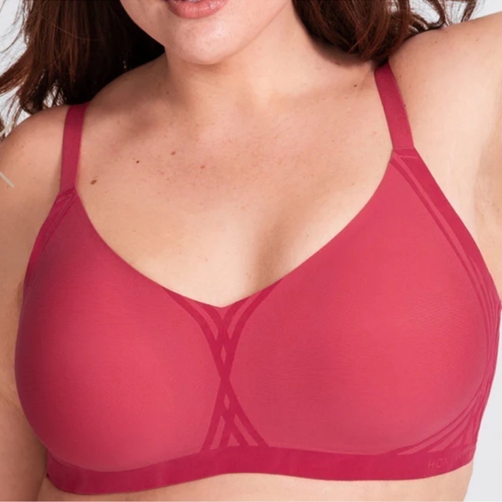 HONEYLOVE Silhouette Bra Under Wire Free Raspberry Red Velvet Size 3X Women’s